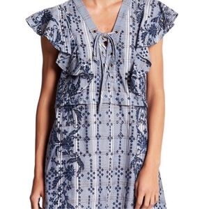 BCBGMaxAzuria Short Embroidered Dress Caralyne  Sz Small